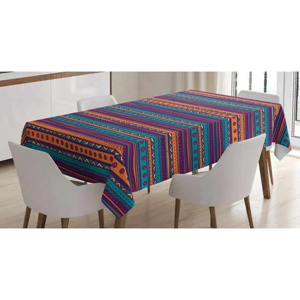 Dining Room Kitchen Rectangular Runner Teal Cream Red Ambesonne Tribal Table Runner 16 X 72 Prehistoric Traditional Aztec Folk Motif with Geometric Triangles Native Design 